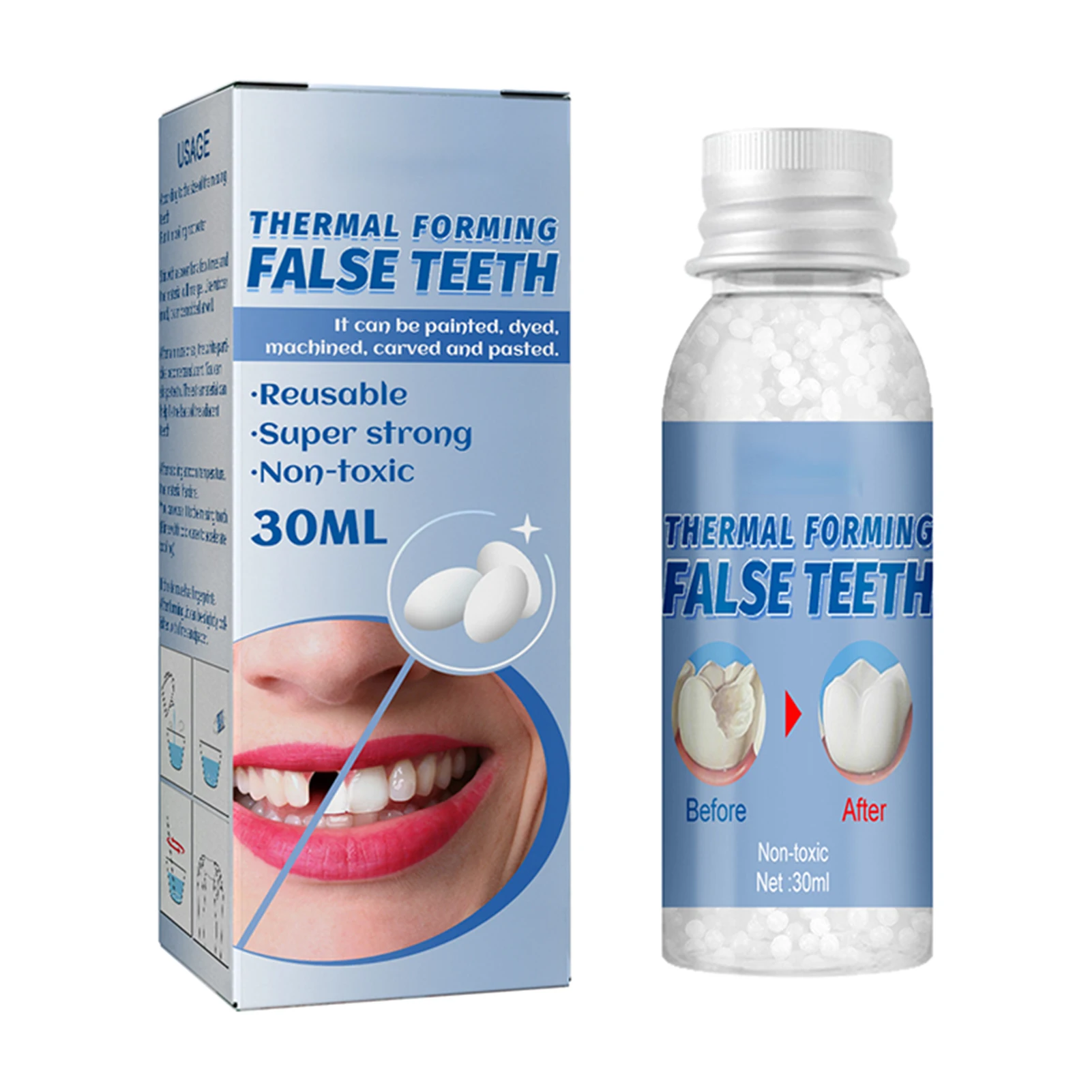 30ml Cosplay Prototyping Fake Solid Gel For Temporary Fixing Teeth Repair Granule Replacement Model Making DIY Daily Filling
30ml Cosplay Prototyping Fake Solid Gel For Temporary Fixing Teeth Repair Granule Replacement Model Making DIY Daily Filling