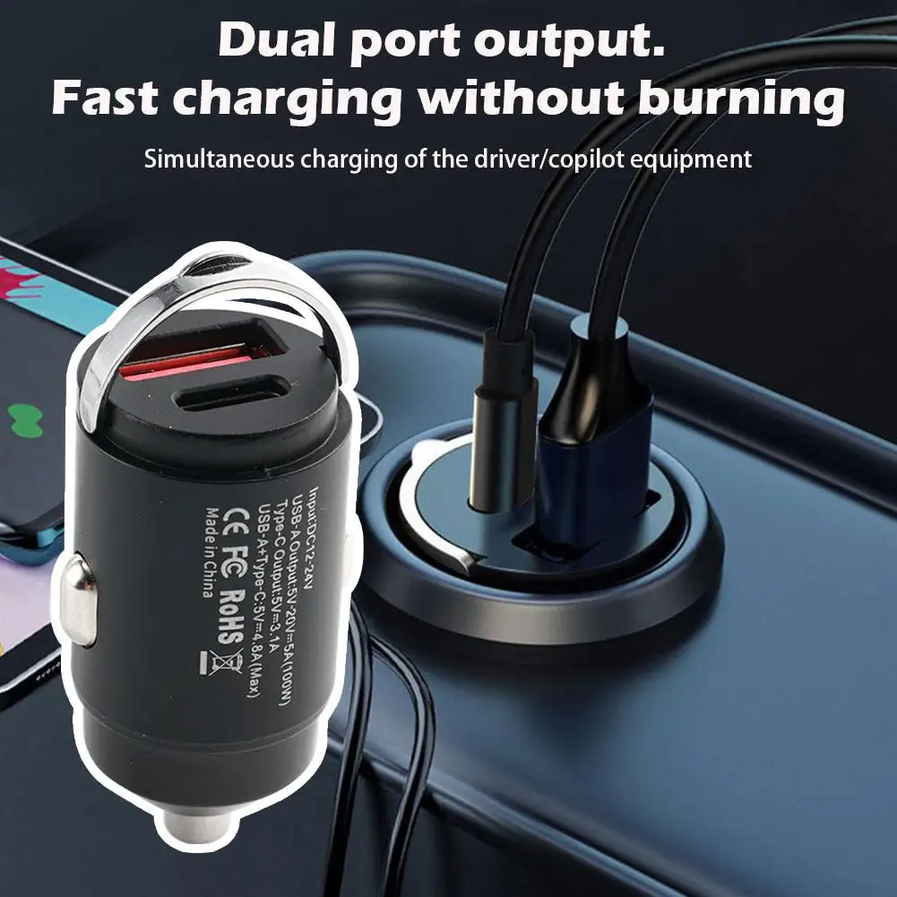 115W QC3.0 PD Car Charger 5A Fast Charing 2 Port 12-24V Cigarette Socket Lighter Car USBC Charger for iPhone Power Adapter E7H0
115W QC3.0 PD Car Charger 5A Fast Charing 2 Port 12-24V Cigarette Socket Lighter Car USBC Charger for iPhone Power Adapter E7H0