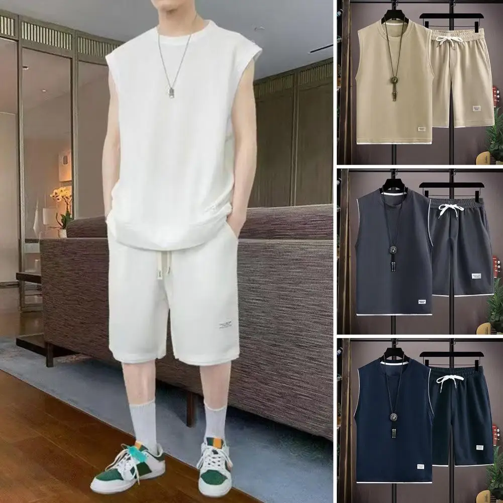 Sports Suit Men's Summer Casual Outfit Set Sleeveless Vest Wide Leg Shorts with Drawstring Waist Two Piece Waffle Texture Sport
Sports Suit Men's Summer Casual Outfit Set Sleeveless Vest Wide Leg Shorts with Drawstring Waist Two Piece Waffle Texture Sport
