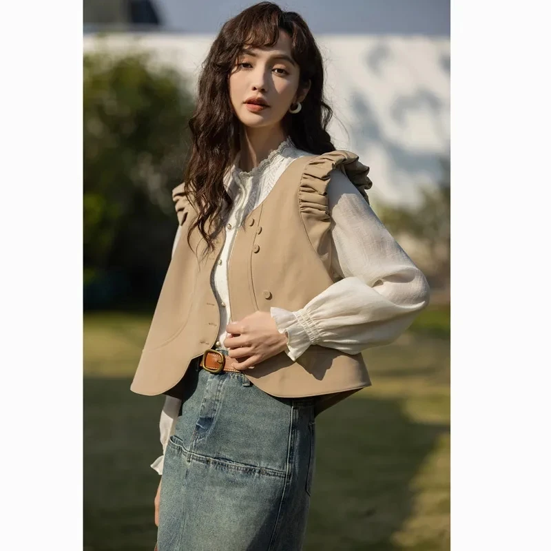 Suit Vest Coat 2023 Summer Fashion Versatile V-Neck Sleeveless Ear Lace Short Style Waistcoat
Suit Vest Coat 2023 Summer Fashion Versatile V-Neck Sleeveless Ear Lace Short Style Waistcoat