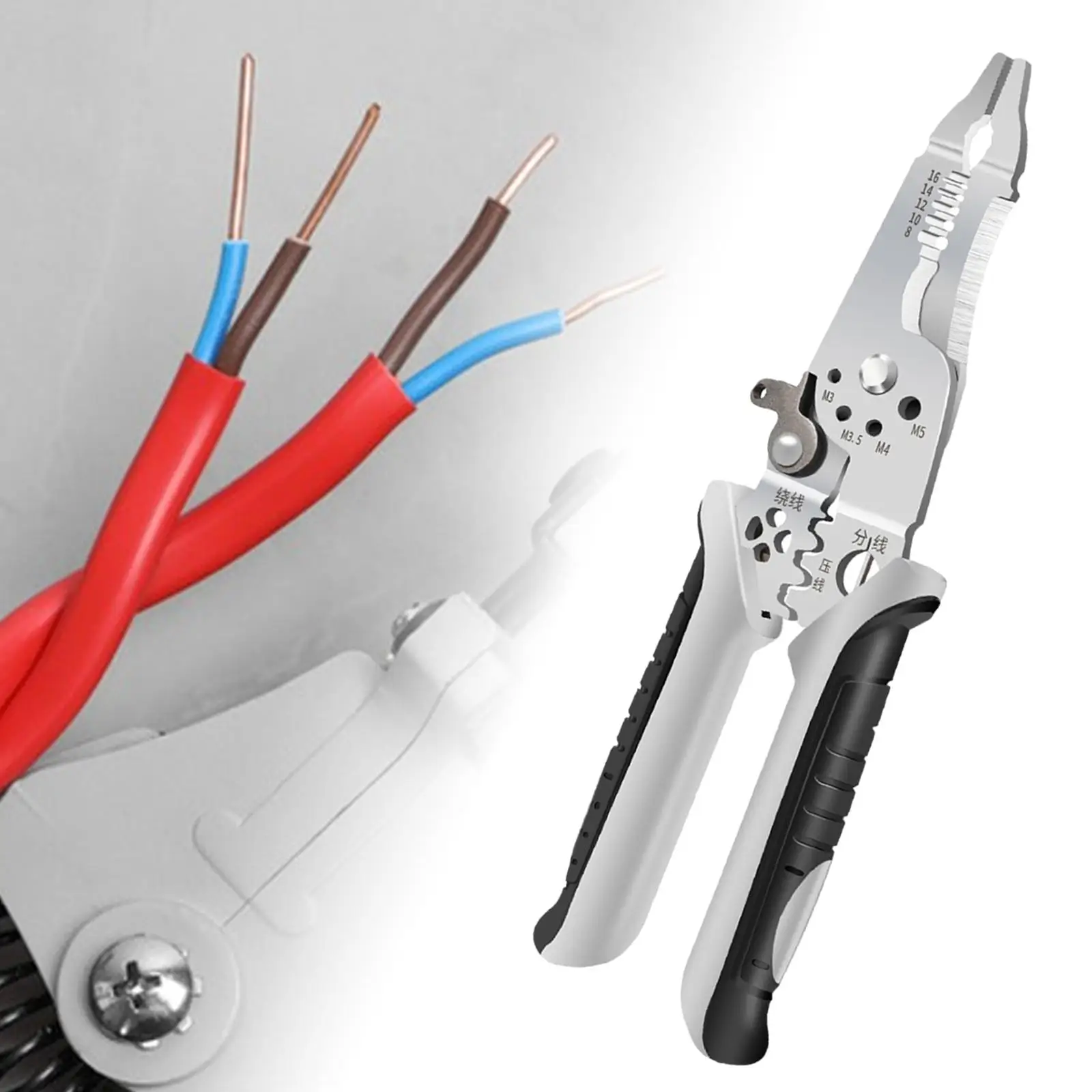 

Wire Stripper Tool Multifunctional Hand Tool Easy to Use Wire Cutter Stripper for Winding Cutting Splitting Wrench Supplies