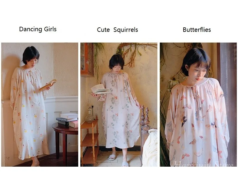 Hanxiuju Vintage Long Sleeve Nightgowns For Women Soft Viscose Cotton Nightwear Ladies Elegant Dress Spring Autumn 3 Se03a5e5859c9454d9047b03aaaef45f5v