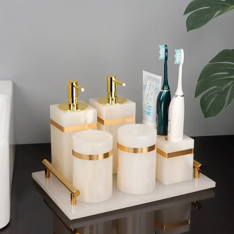 Natural Swab Set Dispenser Accessories Bathroom Luxury Bathroom White Marble Gold Toothbrush Holder Holder Onyx Cotton Soap
Natural Swab Set Dispenser Accessories Bathroom Luxury Bathroom White Marble Gold Toothbrush Holder Holder Onyx Cotton Soap