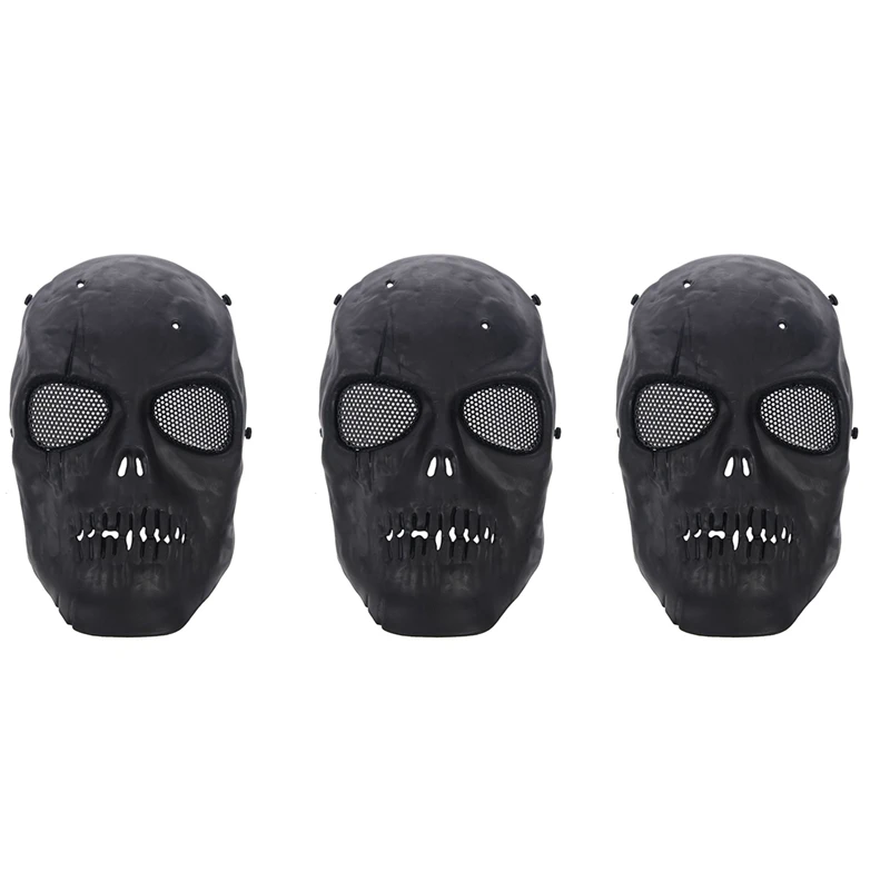 

NEW-3X Airsoft Mask Skull Full Protective Mask - Black