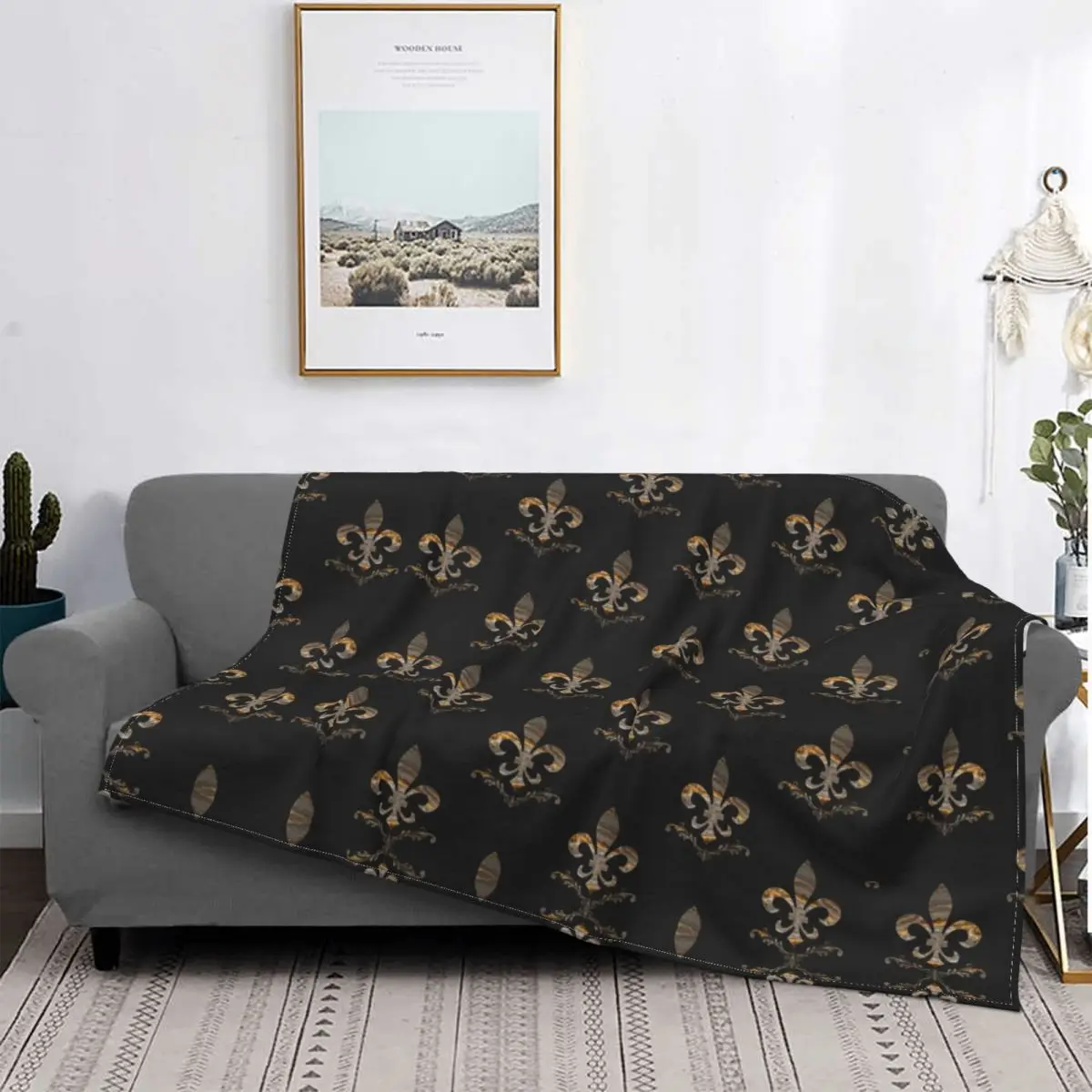 

Sofa Fleece Royal Fleur De Lis Throw Blanket Warm Flannel Fleur-De-Lys Lily Flower Blankets for Bedding Travel Couch Bedspreads