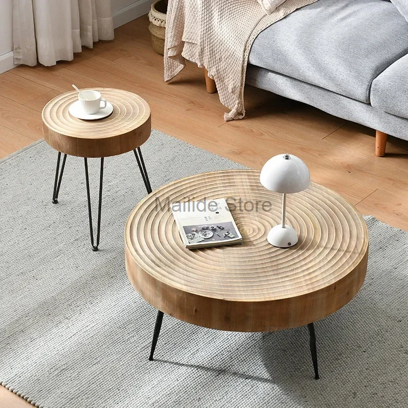 

Современные журнальные столики из массива дерева, круглый современный креативный Настольный боковой столик, мебель для гостиной, низкие столы, прикроватный столик для спальни