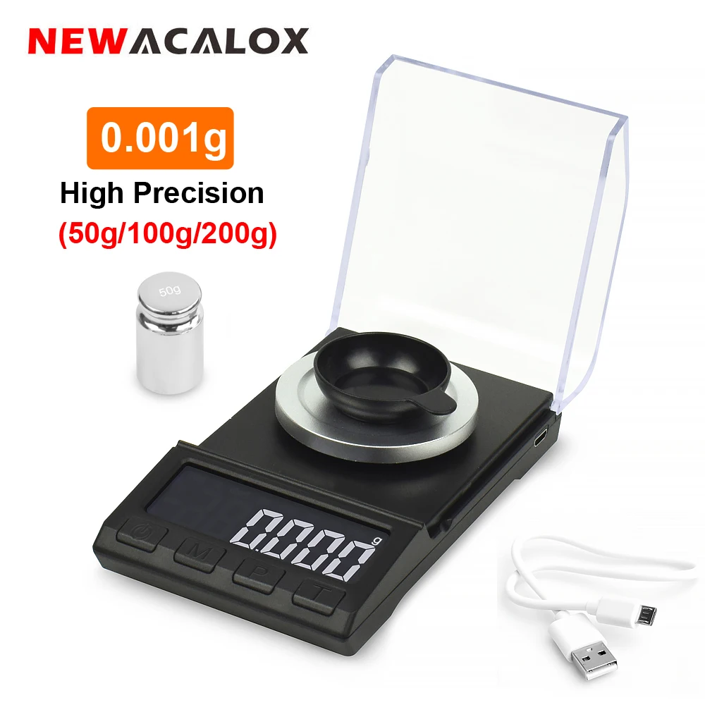 NEWACALOX 0.001g Digital Pocket Scale Mini Jewelry Gold Lab Carat Powder Weigh Scales 50g/100g/200gx0.001g USB Electronic Scales
NEWACALOX 0.001g Digital Pocket Scale Mini Jewelry Gold Lab Carat Powder Weigh Scales 50g/100g/200gx0.001g USB Electronic Scales
