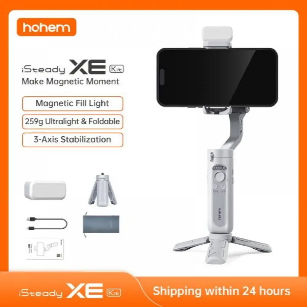

Hohem Official iSteady XE Handheld Gimbal Stabilizer Selfie Tripod for Smartphone 3-Axis with Magnetic Fill Light Video Lighting