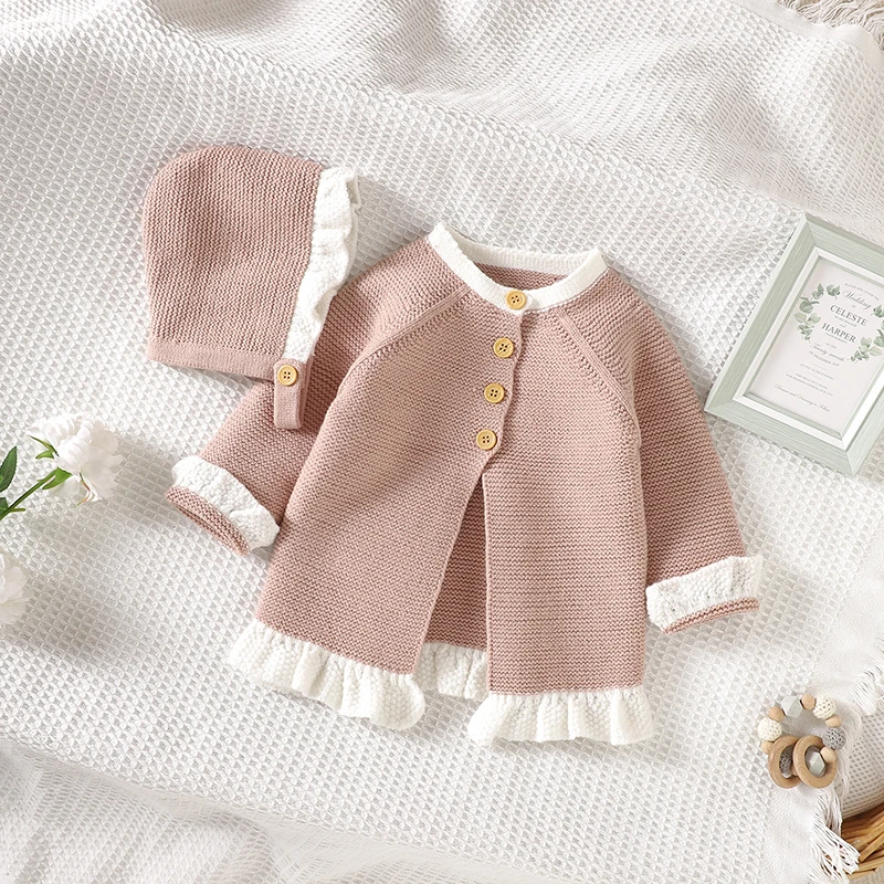 Baby Sweater Knitted Infant Toddler Clothing Hat Set Fashion Ruffle Cardigan Outerwear Newborn Girl Boys Tops Long Sleeve Autumn
Baby Sweater Knitted Infant Toddler Clothing Hat Set Fashion Ruffle Cardigan Outerwear Newborn Girl Boys Tops Long Sleeve Autumn