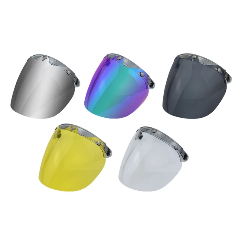 

Universal 3-Snap Flip Up Visor Shield Lens for Open Face Motorcycles Helmets Dropship