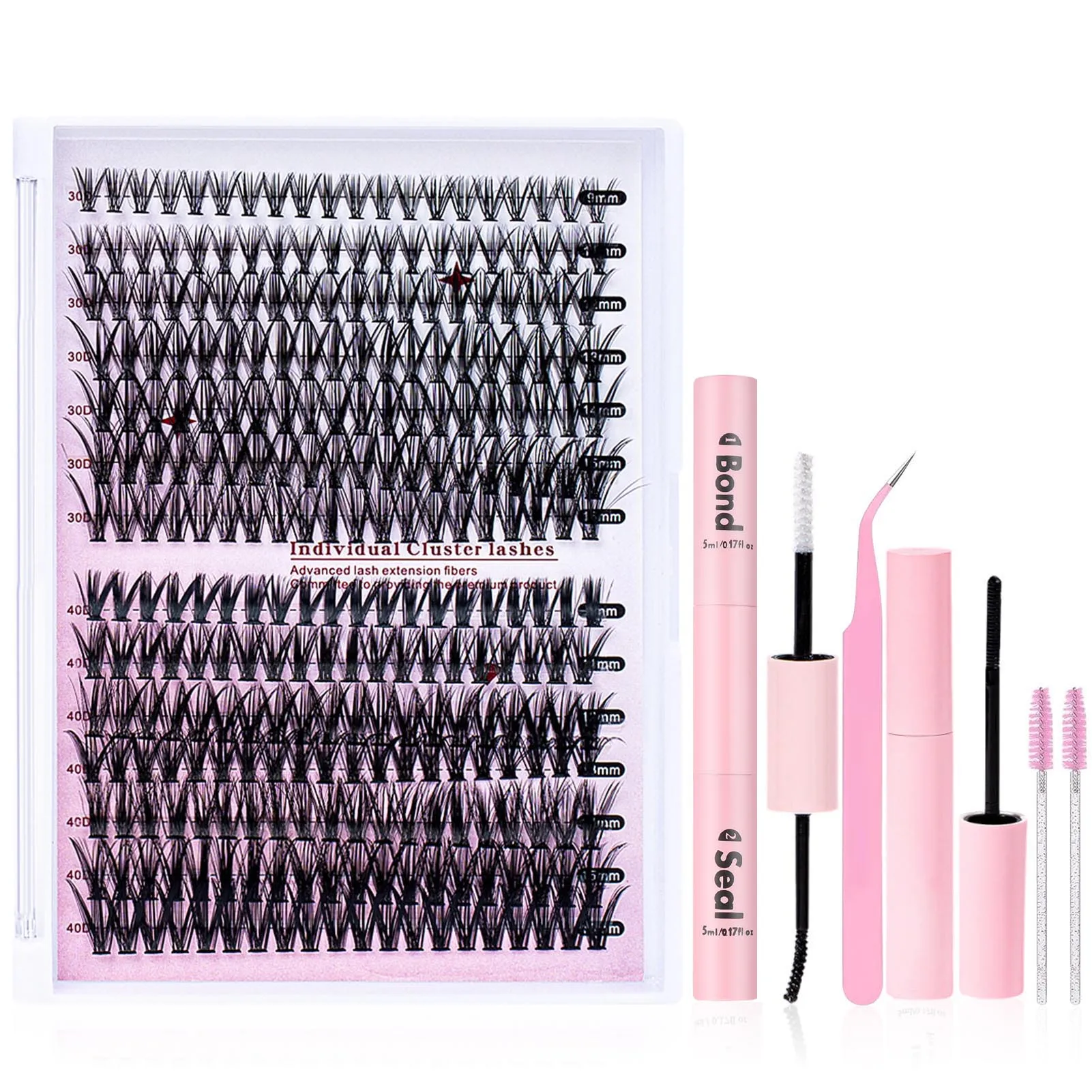 

320pcs DIY Eyelash Extension Kit 30D 40D Lash Bond and Seal lash set Glue Individual lashes 10 Rows Cluster Eyelashes make up