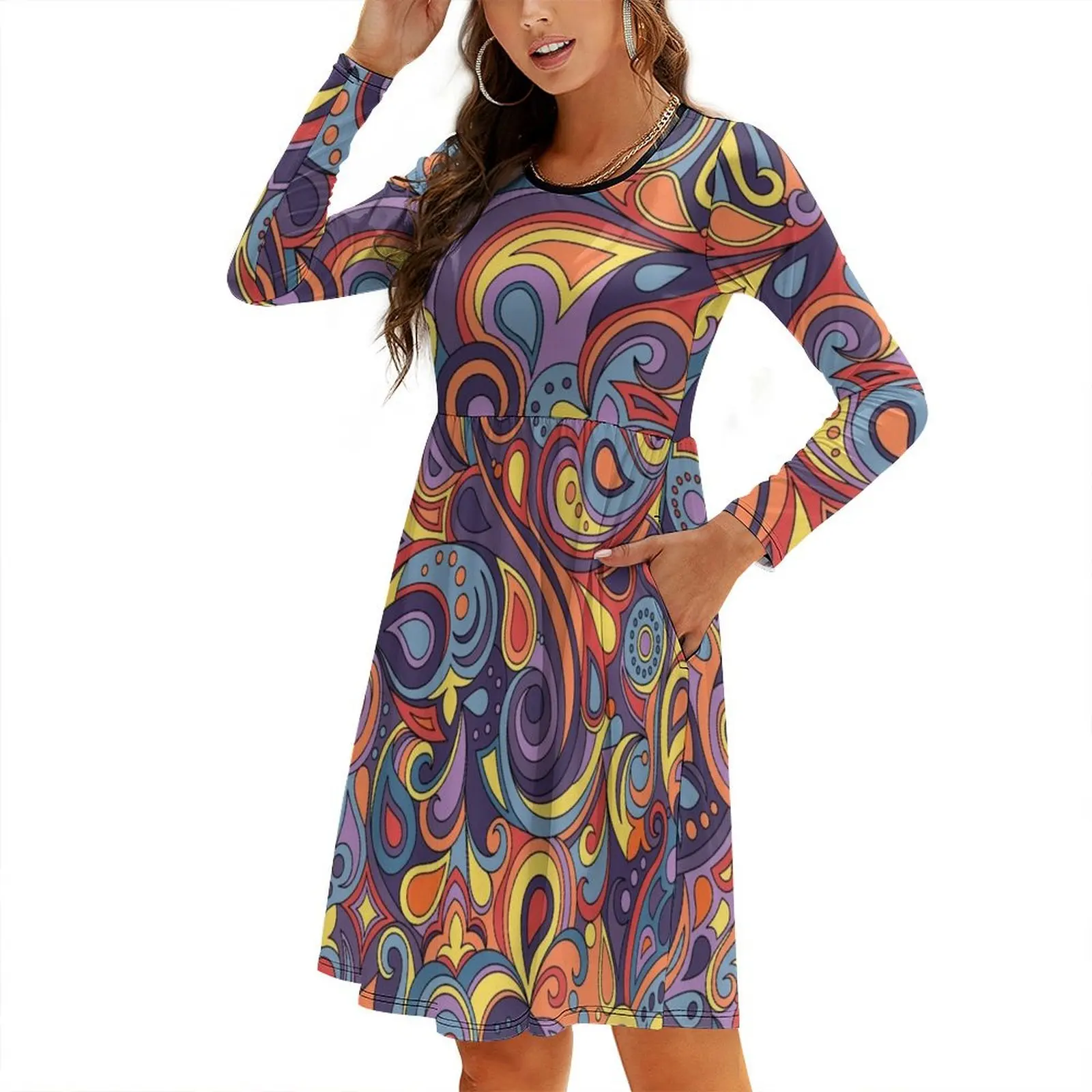 Colorful Retro Doodle Abstract Pattern Round Neck Baggy Dress clothes for women dress summer 2024 women
Colorful Retro Doodle Abstract Pattern Round Neck Baggy Dress clothes for women dress summer 2024 women