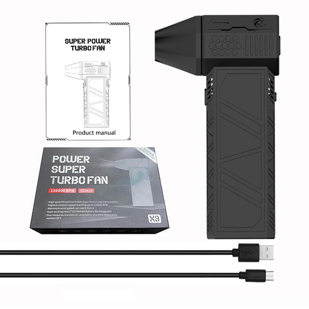 130000 RPM Turbo Blower Fan Mini Turbo Jet Fan Violent Turbofan USB Rechargeable Brushless Motor 52m/s High Speed Duct Blower
130000 RPM Turbo Blower Fan Mini Turbo Jet Fan Violent Turbofan USB Rechargeable Brushless Motor 52m/s High Speed Duct Blower