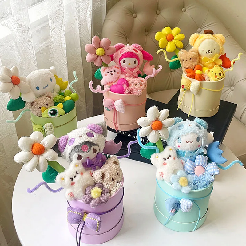 

Hello Kitty Kawaii Sanrio Plush Doll Bouquet Cartoon Cinnamoroll Kuromi My Melody Plushie Toys Flower Girl&Child Holiday Gifts