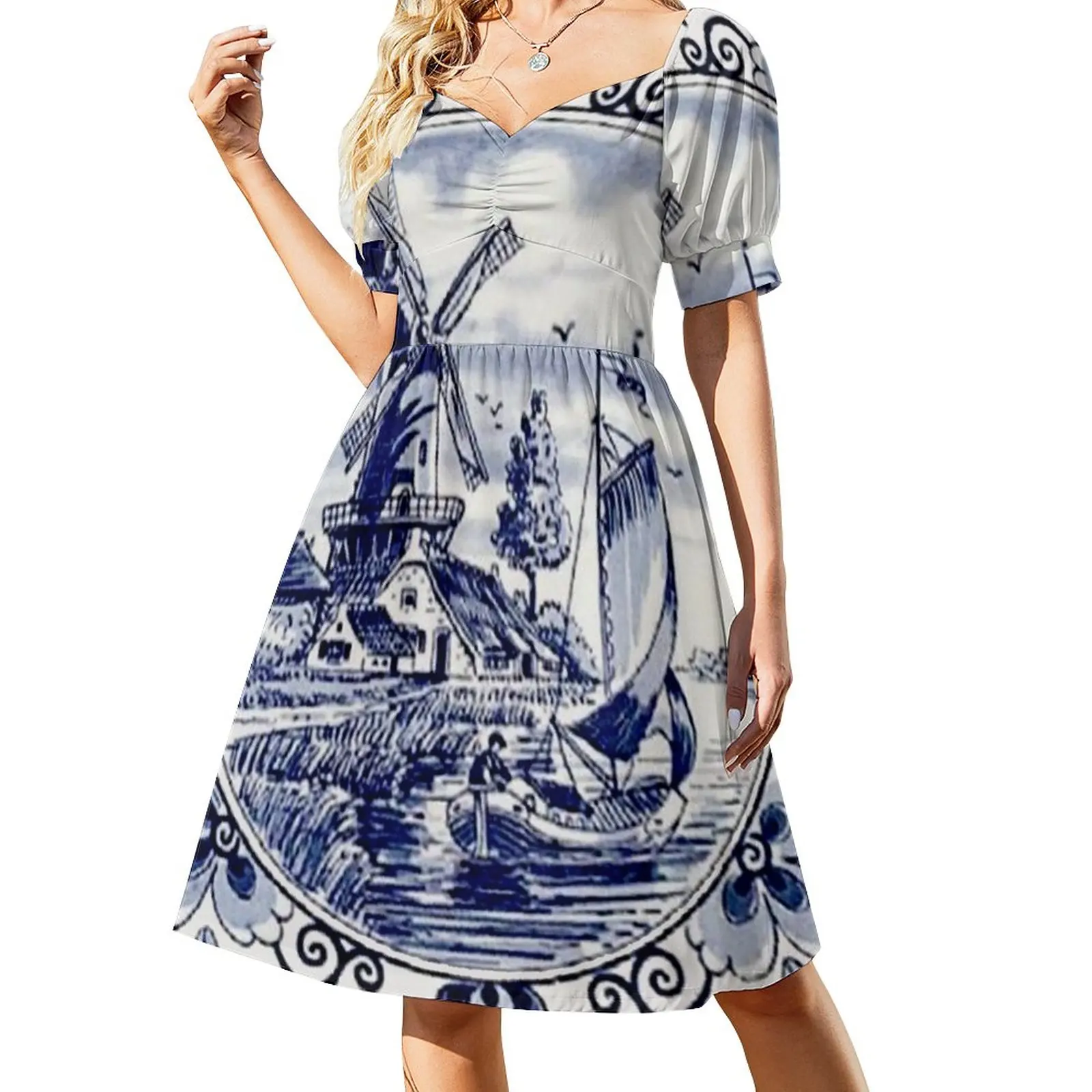 DUTCH BLUE DELFT: Vintage Windmill Print Sleeveless Dress elegant and pretty women's dresses woman dress
DUTCH BLUE DELFT: Vintage Windmill Print Sleeveless Dress elegant and pretty women's dresses woman dress