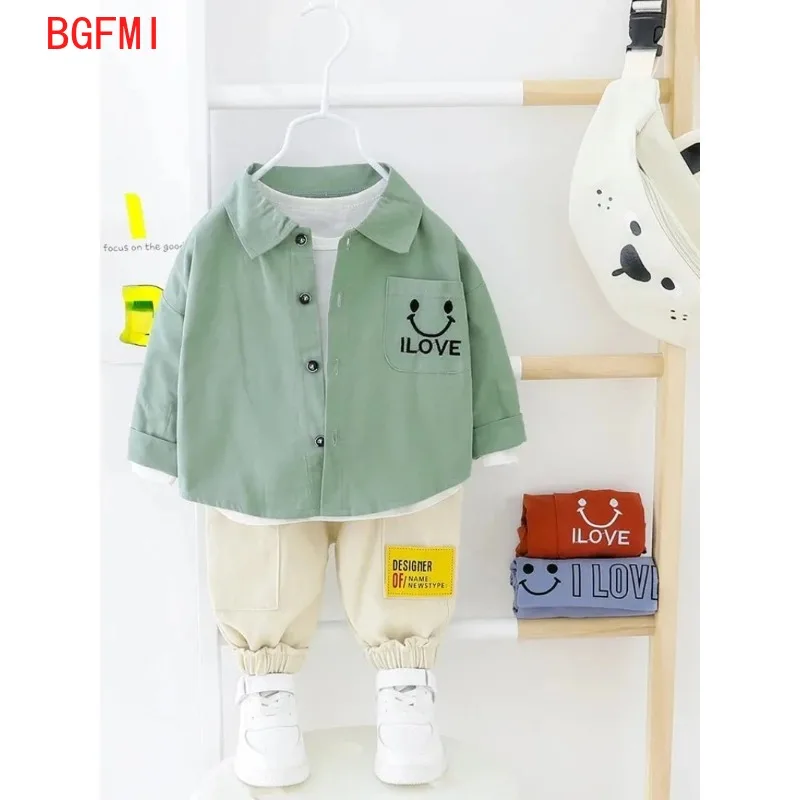 

Kid Boy Spring Suit 2024 New Korean Children's Wear Handsome Baby Boys Sportswear Sets Spring Autumn Shirt + Pants Suit 2pcs Set