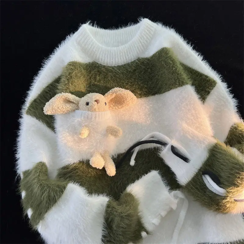 Свитер с длинными рукавами Harajuku Bear Colorblocked, свободная и ленивая пушистая и мягкая модная куртка с круглым вырезом для пар
Свитер с длинными рукавами Harajuku Bear Colorblocked, свободная и ленивая пушистая и мягкая модная куртка с круглым вырезом для пар