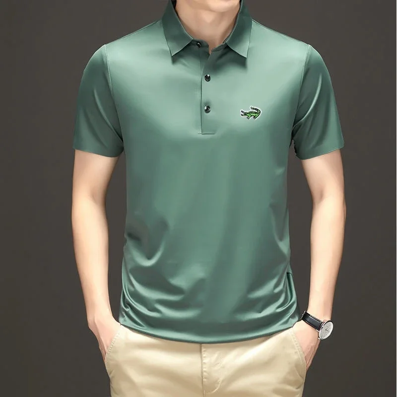 Men's Embroidered Mulberry Silk Polo Shirt New Spring/Summer Thin Fashion Business Casual Ice Cool Silk Short Sleeve T-shirt
Men's Embroidered Mulberry Silk Polo Shirt New Spring/Summer Thin Fashion Business Casual Ice Cool Silk Short Sleeve T-shirt