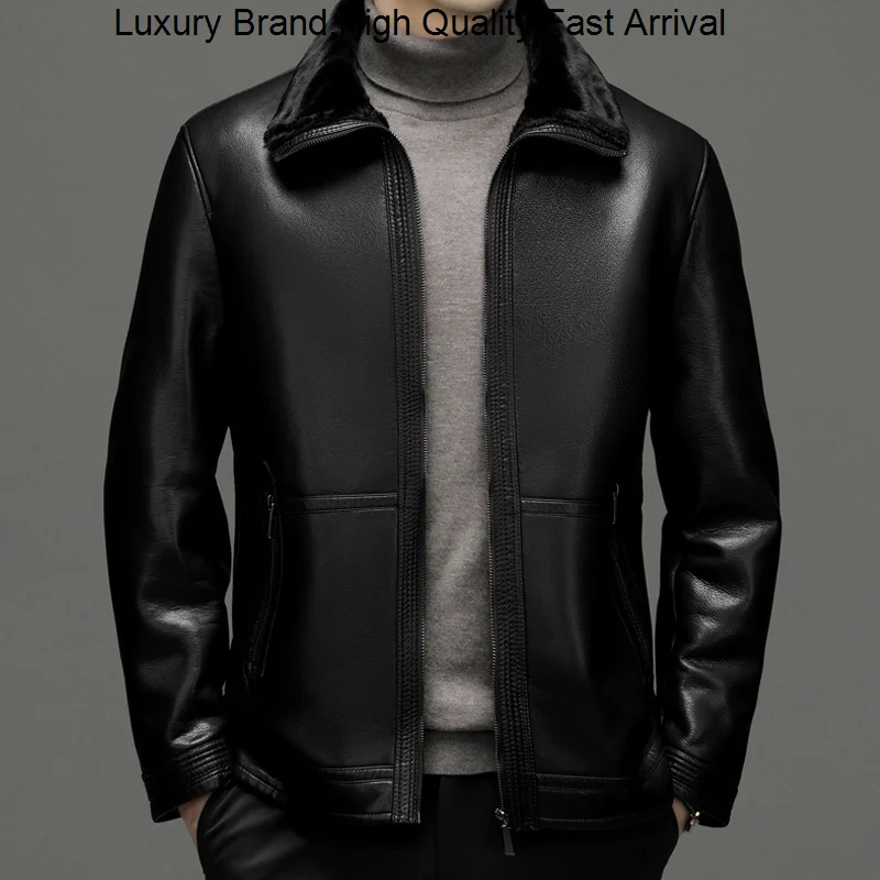 Mens Winter Clothing Zipper Sheep Skin Genuine Leather Long Sleeve Male Button Casual Slim Fit Coat Office Business Jacket
Mens Winter Clothing Zipper Sheep Skin Genuine Leather Long Sleeve Male Button Casual Slim Fit Coat Office Business Jacket