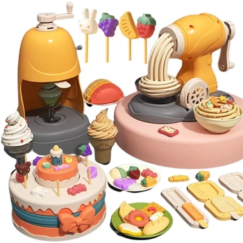3D 플라스티신 몰드 모델링 클레이 국수 메이커, DIY 플라스틱 놀이 반죽 도구 세트, 어린이 생일 선물, 아이스크림 컬러 클레이 장난감