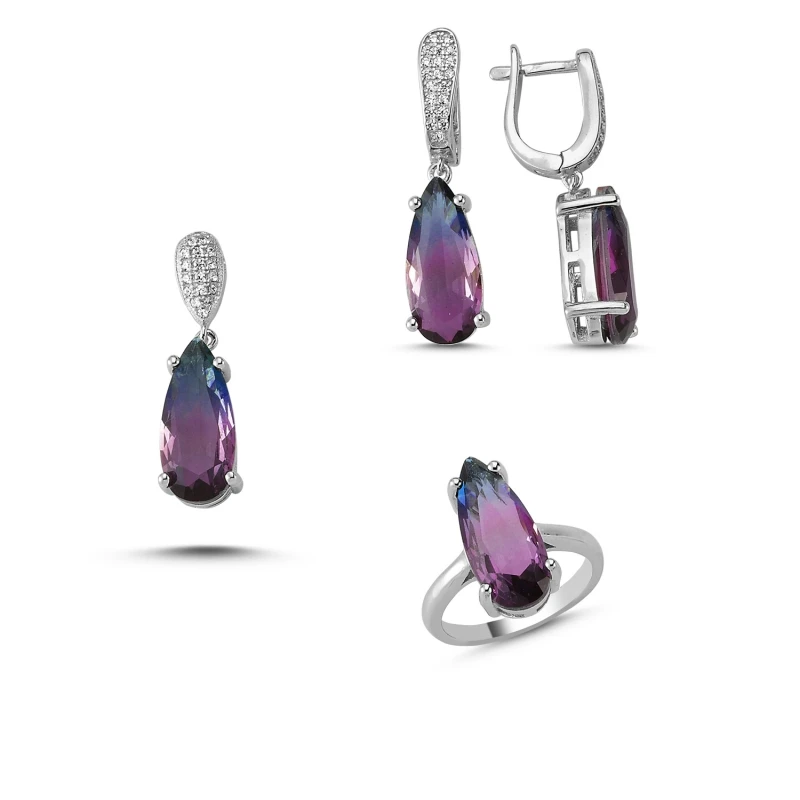 Silver 925 Sterling Double Color Zircon Stone Set
Silver 925 Sterling Double Color Zircon Stone Set