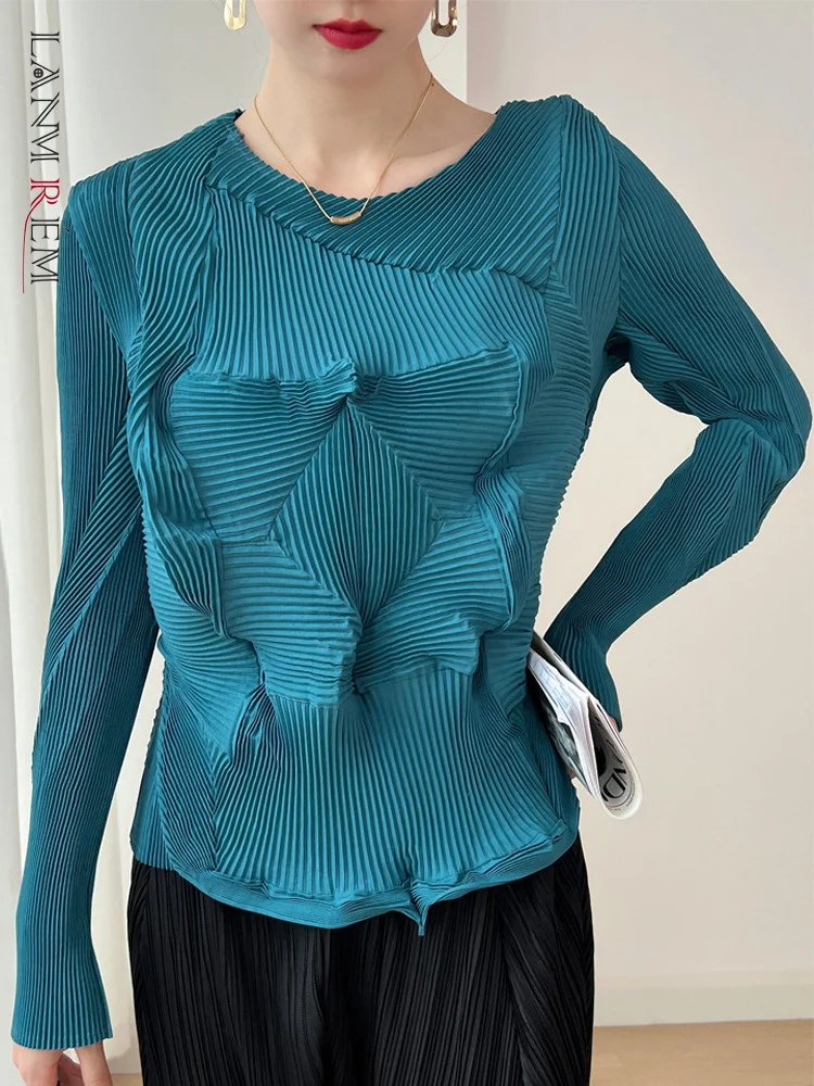 LANMREM Designer Fashion Pleated T-shirt For Women Round Neck Long Sleeves Slim Irregular Tops Female Clothing 2023 New 2YA3748
LANMREM Designer Fashion Pleated T-shirt For Women Round Neck Long Sleeves Slim Irregular Tops Female Clothing 2023 New 2YA3748