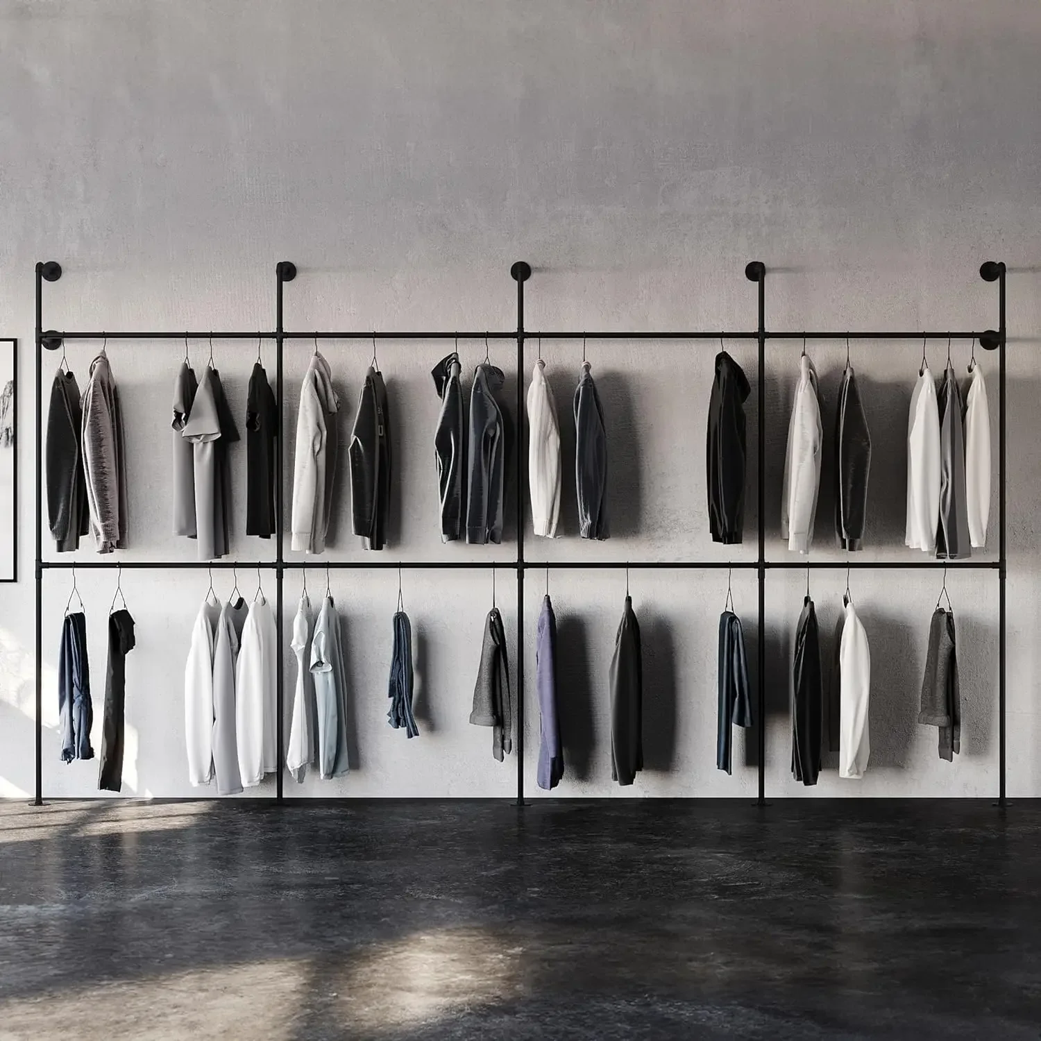 Industrial pipe clothing rack metal black - Wall mounted clothes racks for hanging clothes - Modern walk in closet
Industrial pipe clothing rack metal black - Wall mounted clothes racks for hanging clothes - Modern walk in closet