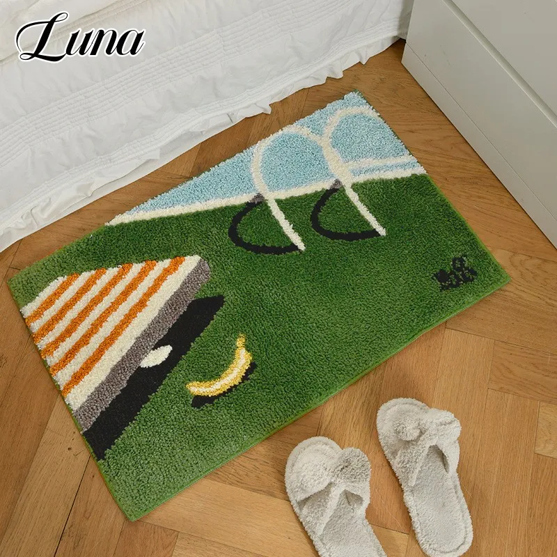 

Tufted Swimming Pool Pattern Small Rugs for Bedroom Soft Washroom Floor Mat Anime Area Rug Korean Style Fluffy Plush Carpets