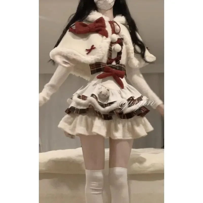 

Teenage girl lolita design sense ruffles collision color halter dress poncho skirt cape jacket set sweet cute stylewomenclothing
