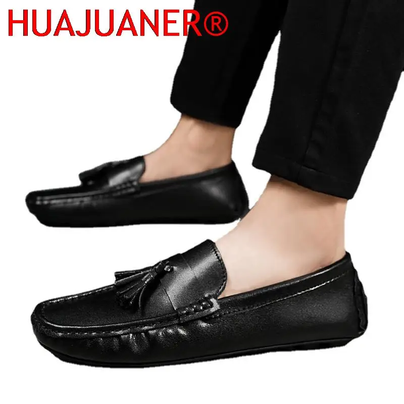 

Genuine Leather Mens Casual Shoes Slip on Tassel Loafers Men Shoes Handmade Moccasins Male Driving Business Flats Luxury Loafer