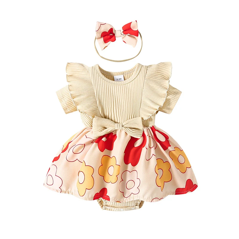 Baby Girl Floral Clothes Ribbed Short Sleeve Romper Dress with Cute Headband Set Summer 2 Piece Outfits
Baby Girl Floral Clothes Ribbed Short Sleeve Romper Dress with Cute Headband Set Summer 2 Piece Outfits