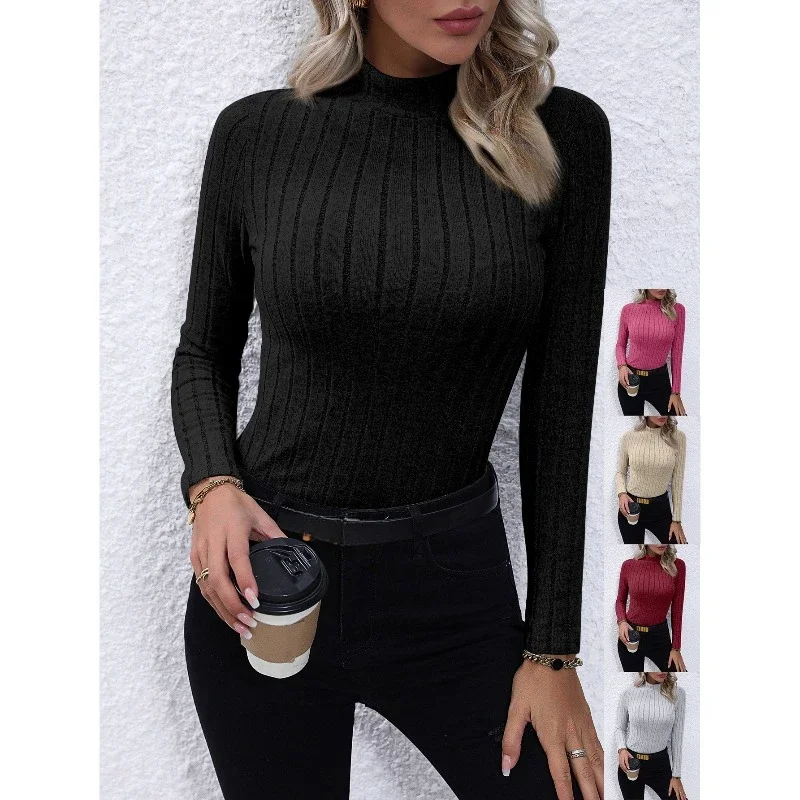 Solid Ribbed Mock Neck Pullover Sweater Elegant Long Sleeve Sweater For Fall & Winter Women's Clothing
Solid Ribbed Mock Neck Pullover Sweater Elegant Long Sleeve Sweater For Fall & Winter Women's Clothing