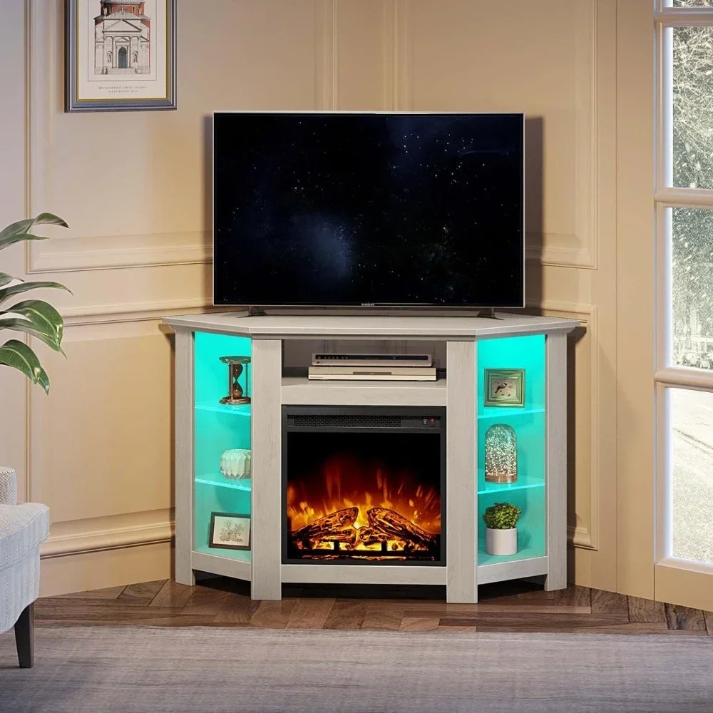 Fireplace Corner TV Stand for Max 47 Inch TV Stand with Power Outlets and LED Lights, Entertainment Center for Living Room
Fireplace Corner TV Stand for Max 47 Inch TV Stand with Power Outlets and LED Lights, Entertainment Center for Living Room