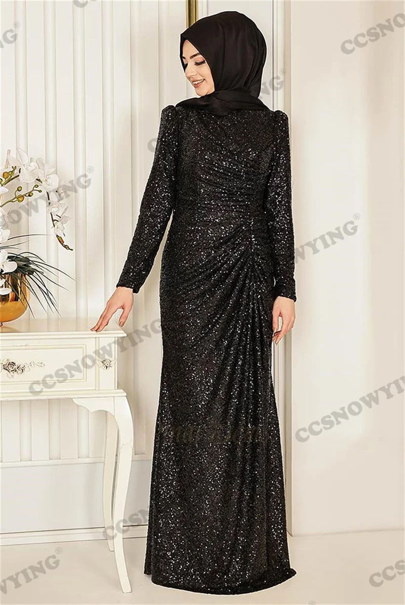 Sparkly Sequin Muslim Evening Dresses Long Sleeve Islamic Formal Party Gowns High Neck Women Higab Arabic Robes De Soirée
Sparkly Sequin Muslim Evening Dresses Long Sleeve Islamic Formal Party Gowns High Neck Women Higab Arabic Robes De Soirée