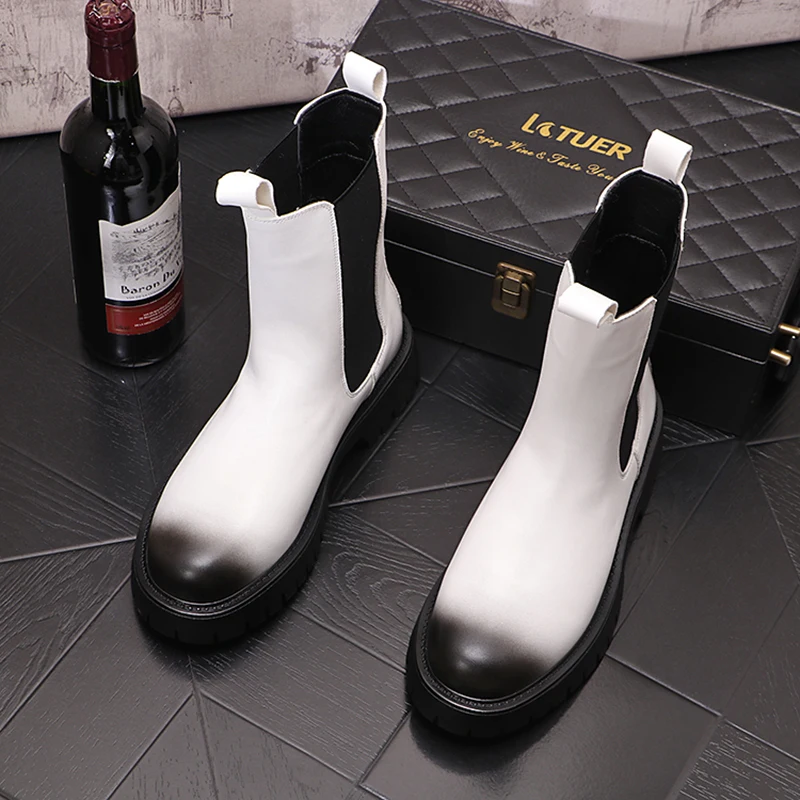 men casual high motorcycle boots brand designer shoes black white original leather boot punk stage dresses long chelsea botas
men casual high motorcycle boots brand designer shoes black white original leather boot punk stage dresses long chelsea botas