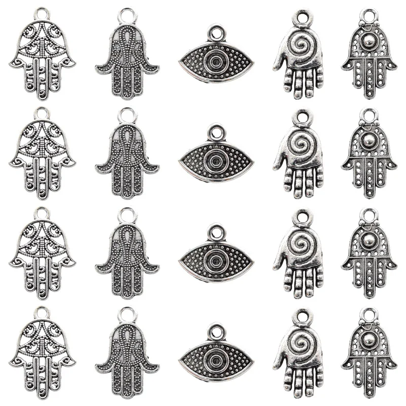 20pcs Mixed Vintage Hand Evil Eye Charms Alloy Metal Hamsa Pendants For DIY Bracelet Necklace Accessories Jewelry Making
20pcs Mixed Vintage Hand Evil Eye Charms Alloy Metal Hamsa Pendants For DIY Bracelet Necklace Accessories Jewelry Making