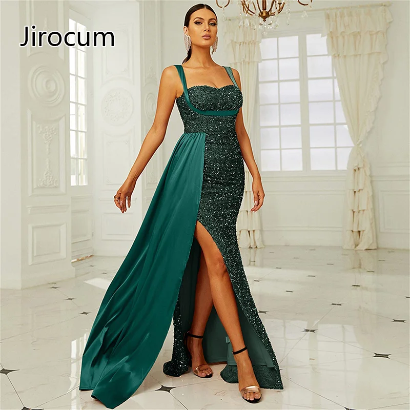 

Jirocum Sexy Mermaid Prom Dress Women's Formal Dinner Sparkling Split Party Evening Dresses Sequin Show Gowns Vestedo De Women