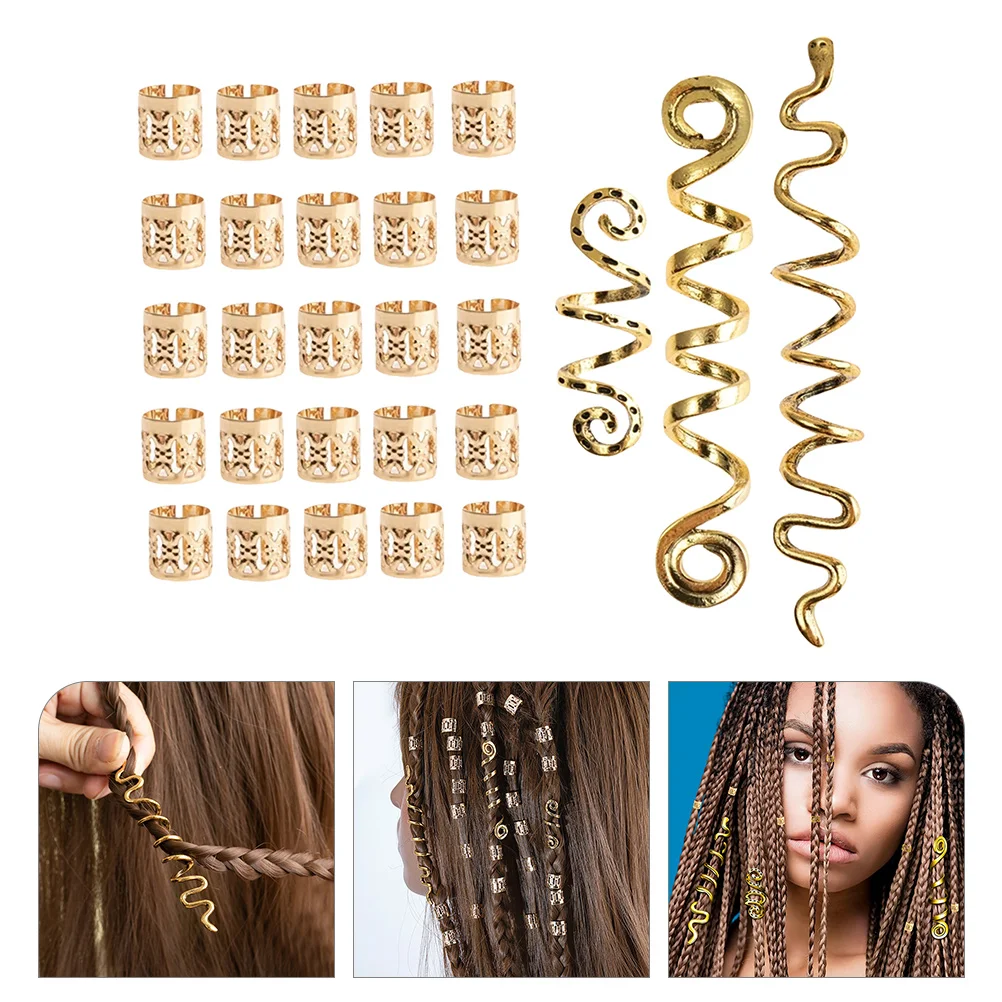 

28 Pcs Braid Jewelry Dirty Hair Clip Buckle Braiding Pendants Dreadlock Accessories to Weave Cuffs Ring