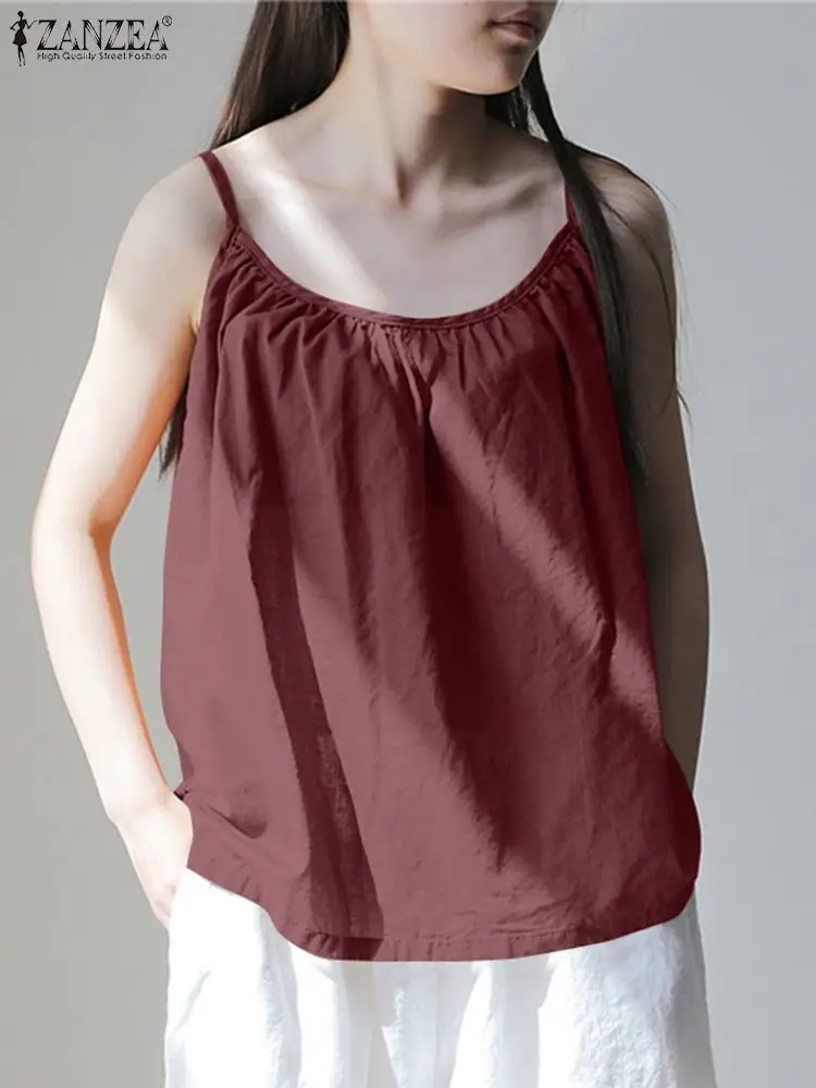 Модель ZANZEA 2024 года, летняя женская винтажная Повседневная хлопковая Однотонная футболка на тонких бретельках, Повседневная Свободная Праздничная футболка без рукавов
Модель ZANZEA 2024 года, летняя женская винтажная Повседневная хлопковая Однотонная футболка на тонких бретельках, Повседневная Свободная Праздничная футболка без рукавов