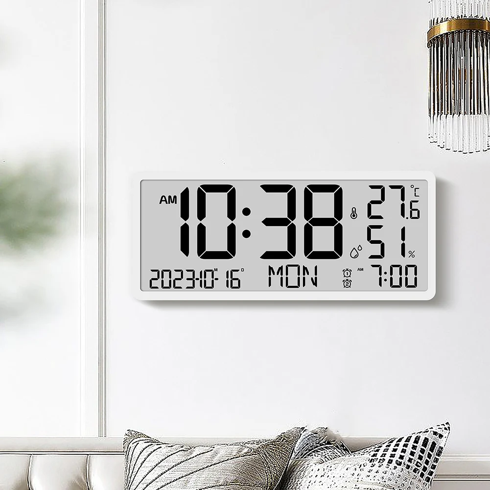 

LED Alarm Clocks Large Digital Real-time Temperature Humidity Clocks Sitting And Hanging Dual Use Stylish Electronic Table Clock