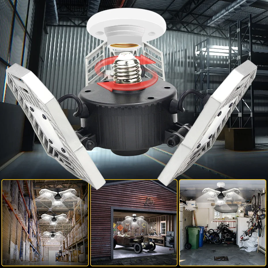 LED Garage Light E27 Deformable Lamp 60W 6000LM Adjustable Bulb 110V 220V For Shop Storage Warehouse Workshop Indoor Lighting
LED Garage Light E27 Deformable Lamp 60W 6000LM Adjustable Bulb 110V 220V For Shop Storage Warehouse Workshop Indoor Lighting
