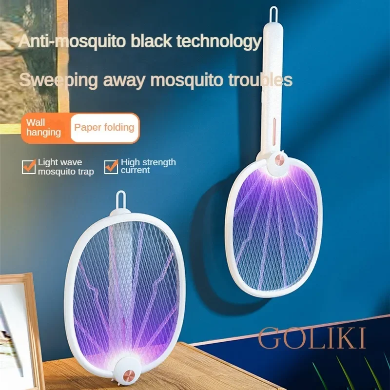 

2700V Electric Mosquito Killer Lamp Rechargeable 4 In 1 Foldable Mosquito Swatter Fly Trap Insect Racket Zapper Repellent Lamp