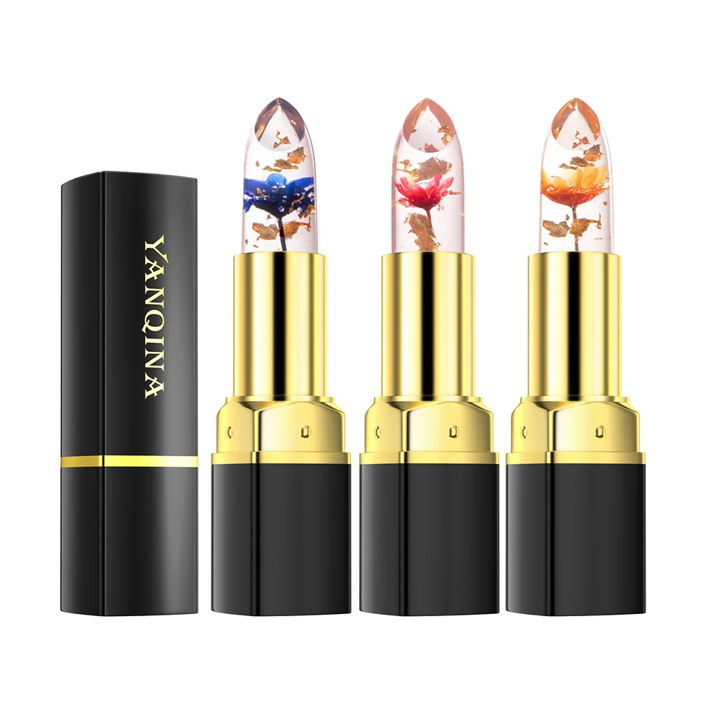 

New Flower Transparent Lipstick Lasting Moisturizer Crystal Jelly Lipsticks Temperature Color Changing Lip Balm Lips Care 3 Colo