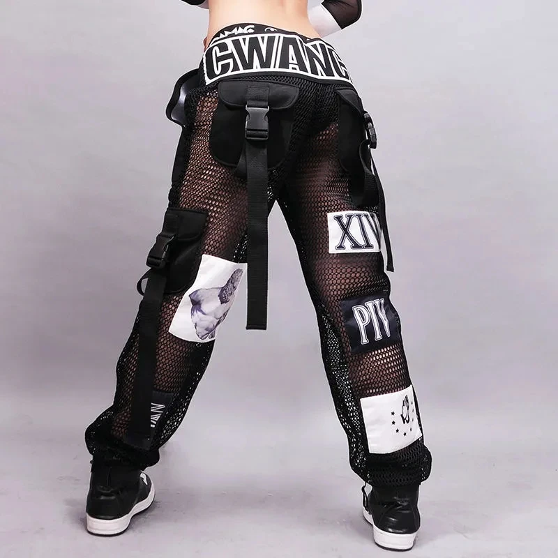 HIP Hop Live Show Dance Trousers Elaistc Waist Pants Net Hole See Through Pocket Patches Featured
HIP Hop Live Show Dance Trousers Elaistc Waist Pants Net Hole See Through Pocket Patches Featured