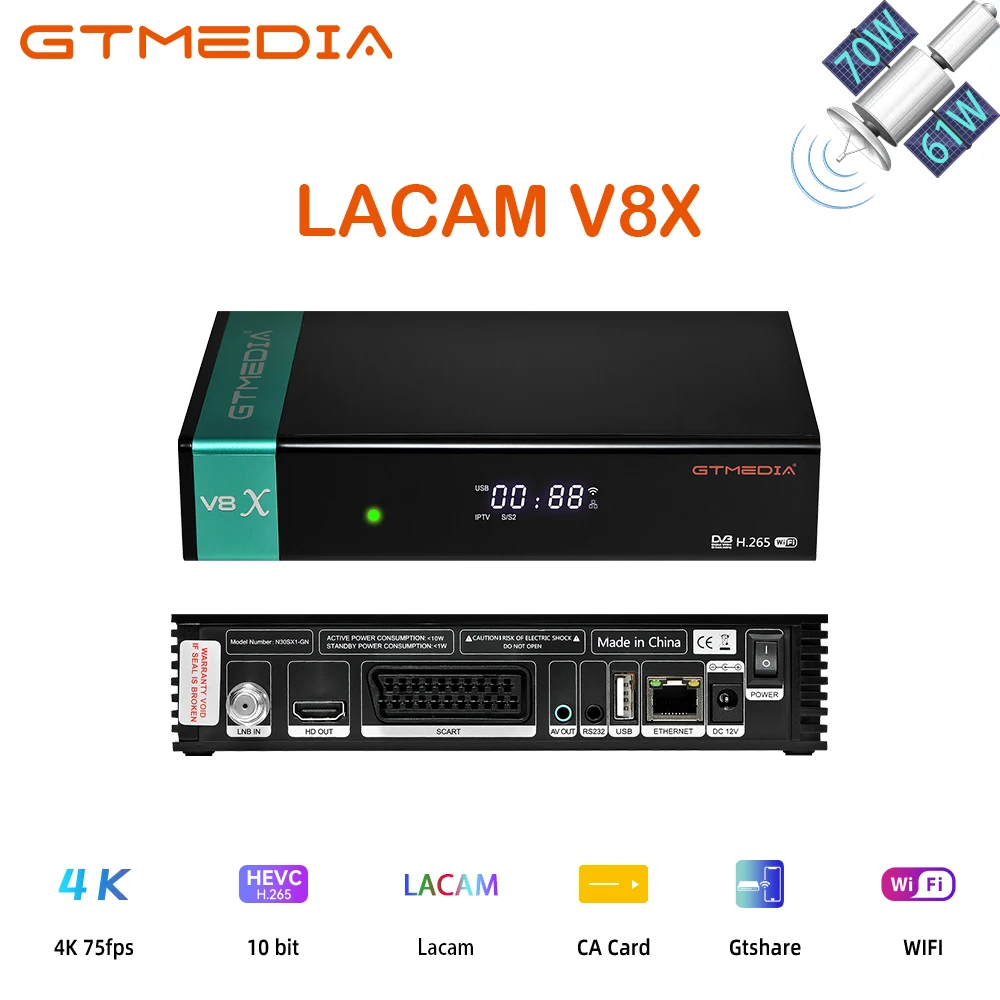 GTMEDIA V8X HD 1080P Satellite Receiver DVB-S/S2/S2X Built-in lacam H.265 Support SAT to Gtplayer CA card TV Receivers
GTMEDIA V8X HD 1080P Satellite Receiver DVB-S/S2/S2X Built-in lacam H.265 Support SAT to Gtplayer CA card TV Receivers