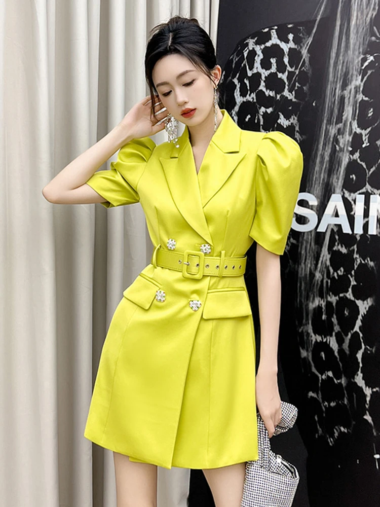 Summer Elegant Women Evening Short Dress Blazer Formal Satin Puff Sleeve Slim Mini Dresses Street Clothes Party Mujer Vestidos
Summer Elegant Women Evening Short Dress Blazer Formal Satin Puff Sleeve Slim Mini Dresses Street Clothes Party Mujer Vestidos