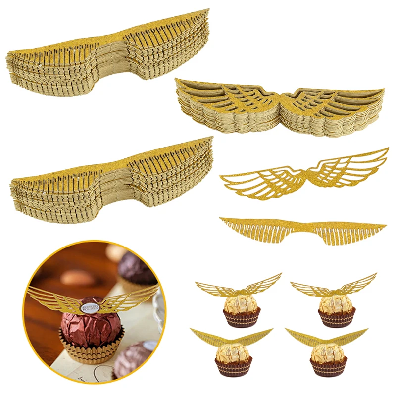 50pcs Wizard Party Chocolate Decoration Hollow Wings Cake Topper Glitter Gold Wing Cake Card Birthday Wedding Party Baking Decor
50pcs Wizard Party Chocolate Decoration Hollow Wings Cake Topper Glitter Gold Wing Cake Card Birthday Wedding Party Baking Decor