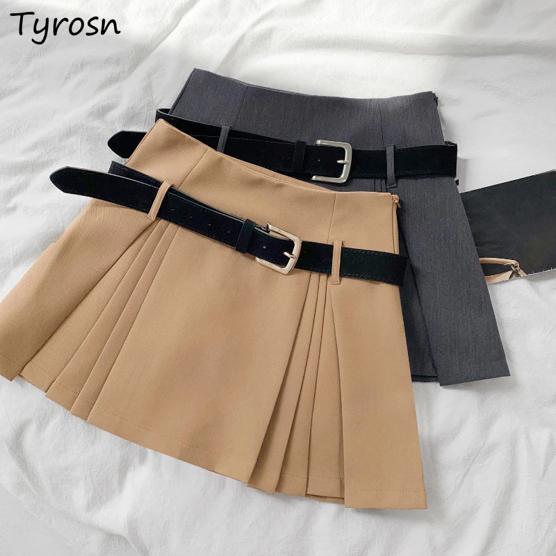 

Skirts Women Mini Design Fashion Folds High Waist All-match Students Summer Leisure Preppy Daily Elegant Stylish Girls A-line