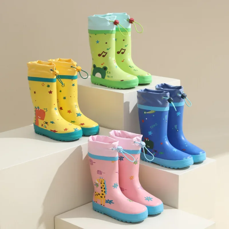 

Anti-Slippery Rain Boots Kids Fashion Casual Waterproof Boys Girls Print Cartoon Children EVA Soft Soles Shoes 2023 Summer