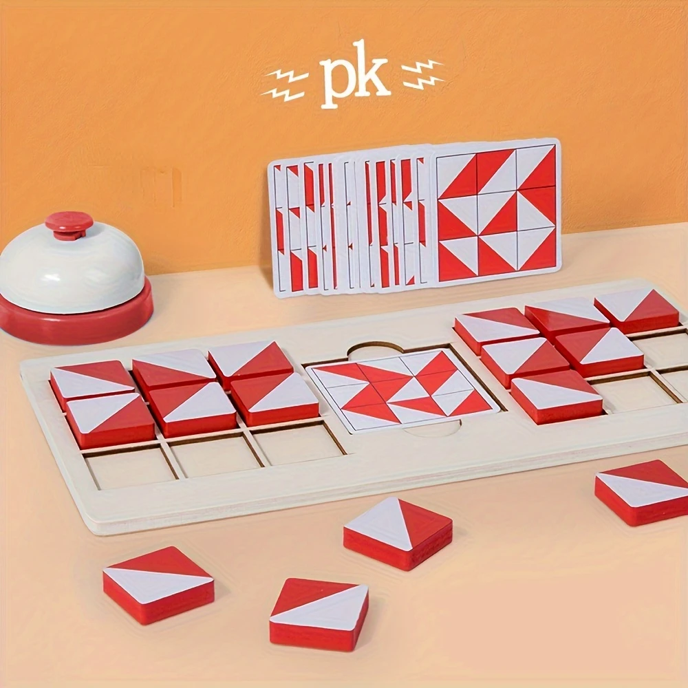 Wooden Pattern Blocks Matching Party Game Color Sorting Stacking Game Montessori Toy Quick Matching Game with Bell and Cards
Wooden Pattern Blocks Matching Party Game Color Sorting Stacking Game Montessori Toy Quick Matching Game with Bell and Cards